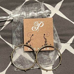 NEW Plunder Muted Gold Dot Studded Hoop Earrings